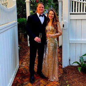 Formal Gown - Nude with Silver Sequins